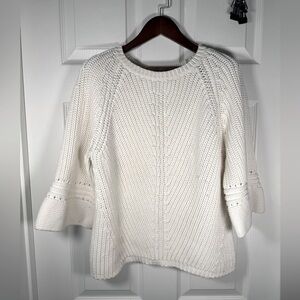 Rosie Neim Chunky Knit Cream Bell Sleeve Boxy Sweater Womens Size X-Large